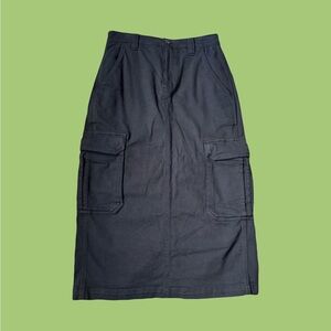 NWOT TNA Aritzia | Cargo Midi Skirt | Size 0 | Black Jean | A-Line, Pockets